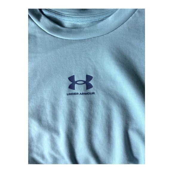 UNDER ARMOUR lightweight sweatshirt, blue, loose fit Medium, pockets. Crew neck - Picture 3 of 5